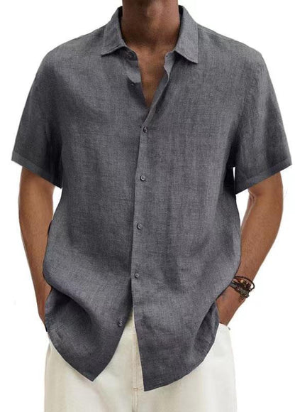 Laurence Cotton V Neck Mens Solid Color Shirt For Trendy Everyday Wear Breathable Comfort