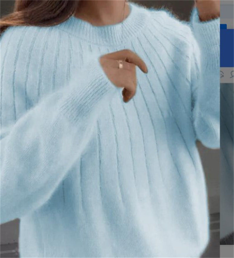 Luna Cashmere Sweater Soft Knit For Women Warmth Lightweight Ribbed Classic Round Neck