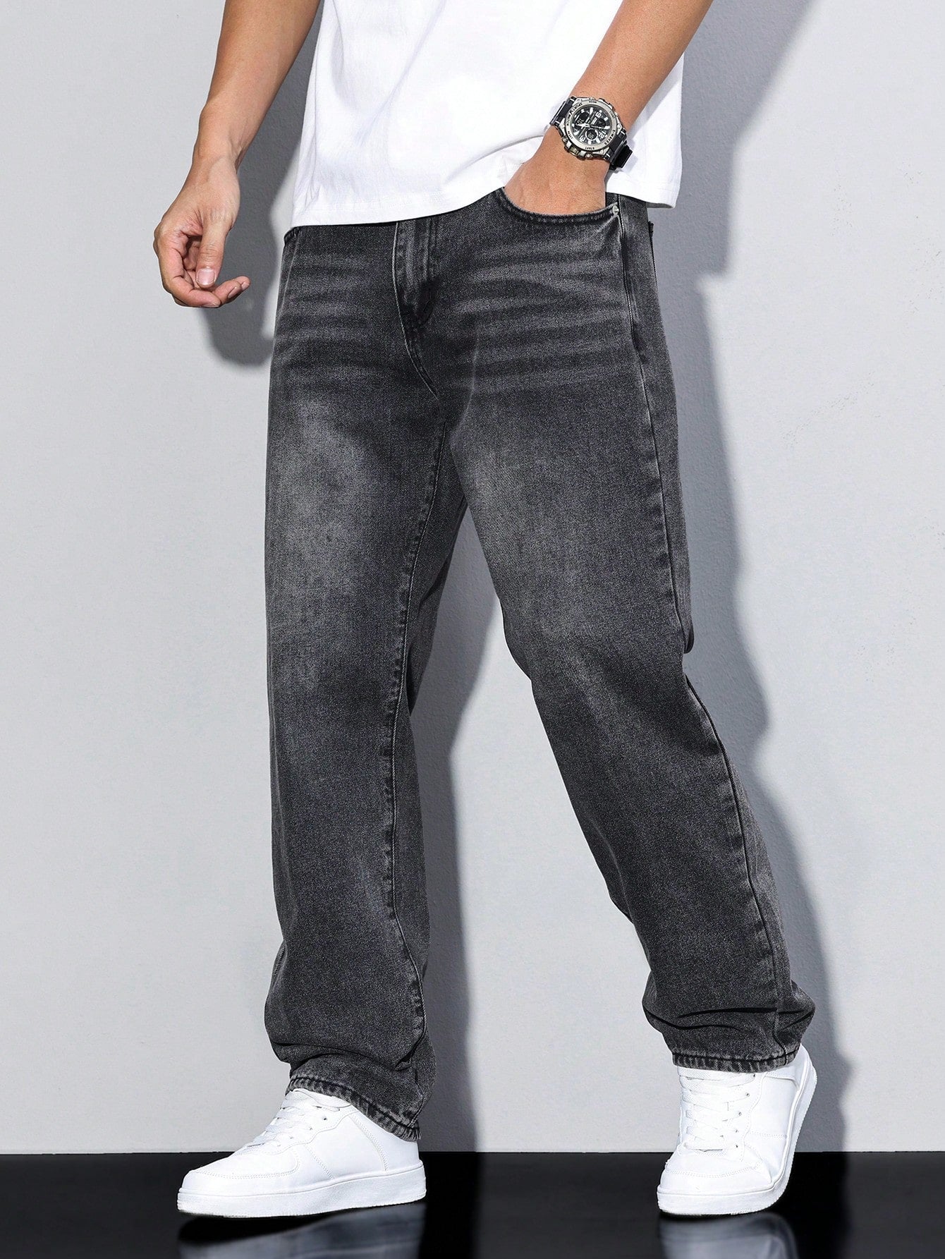 Men's Casual Wide Leg Jeans Relaxed Silhouette Winter Style For Men All Season Comfort