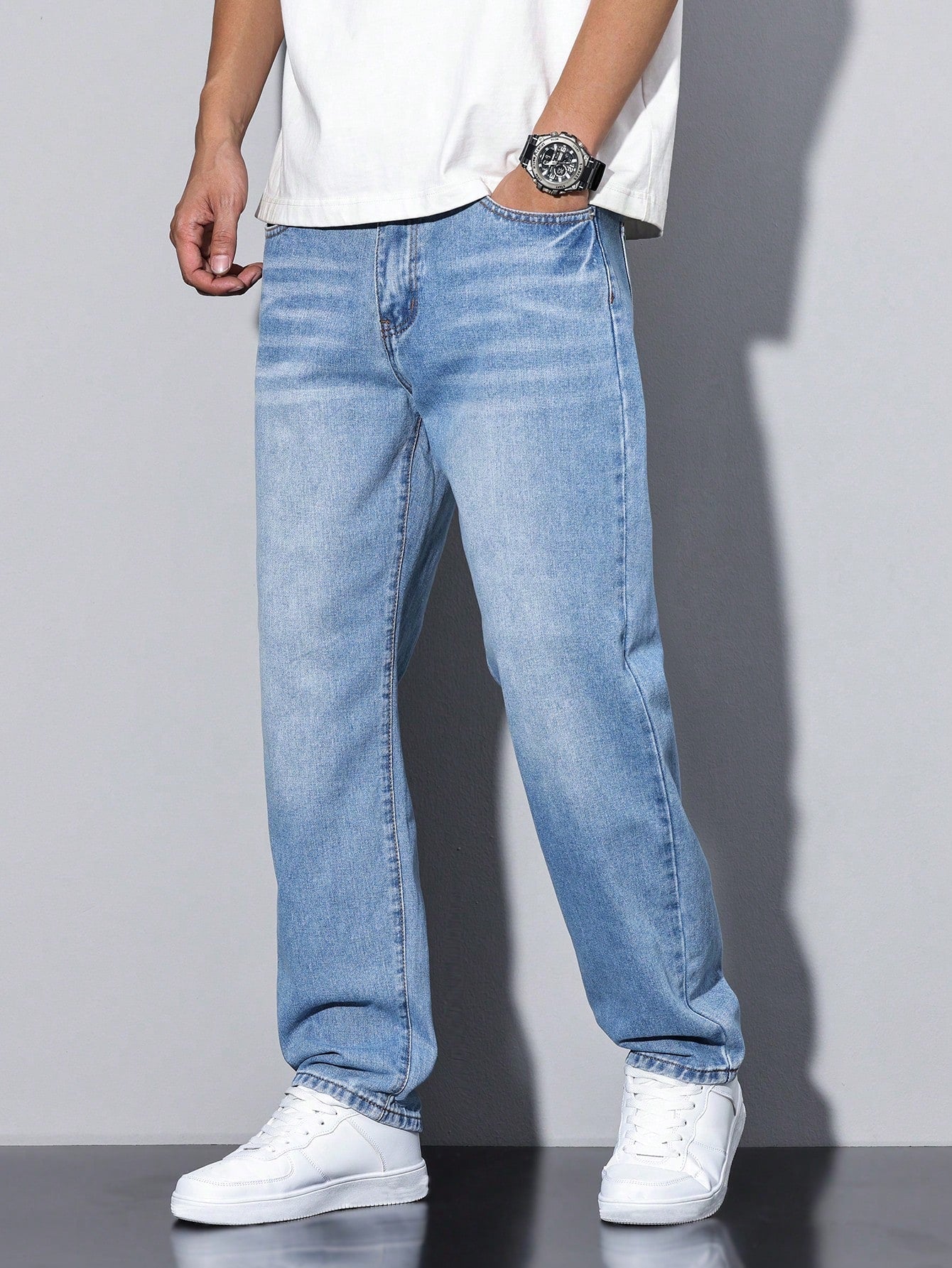 Men's Casual Wide Leg Jeans Relaxed Silhouette Winter Style For Men All Season Comfort