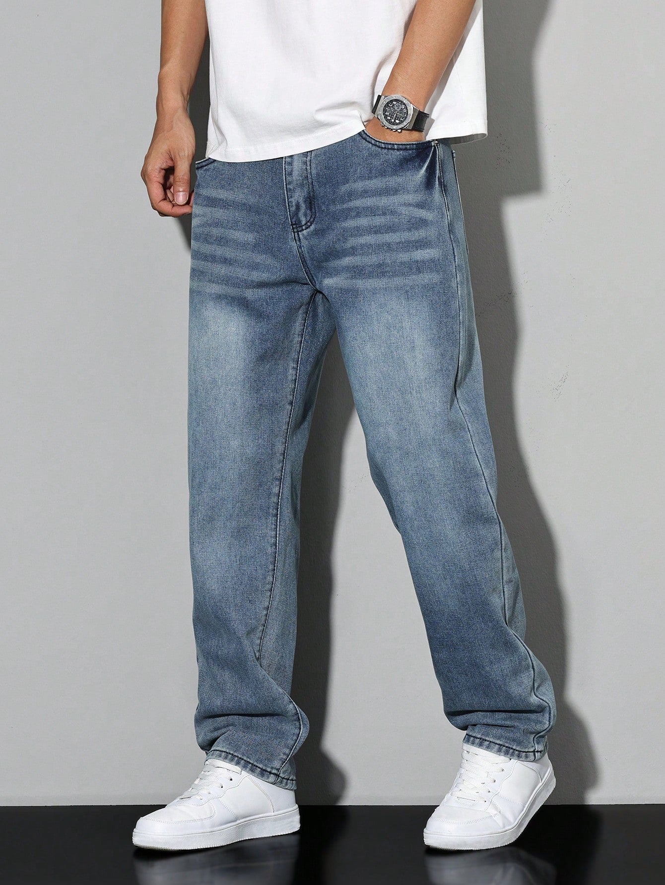 Men's Casual Wide Leg Jeans Relaxed Silhouette Winter Style For Men All Season Comfort