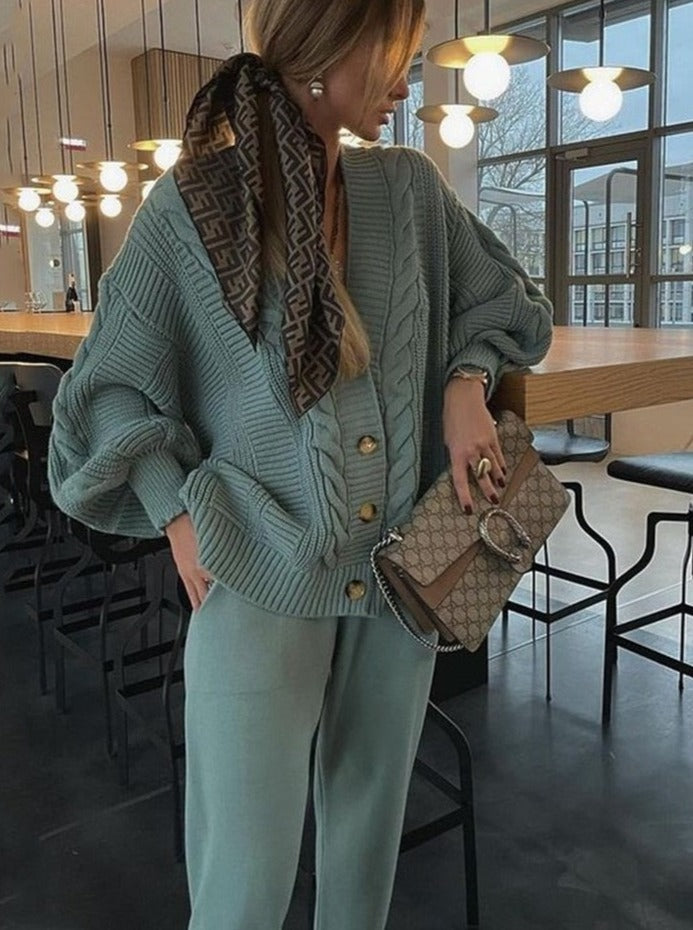 Women's Lounge Set | Button Cardigan & Jogging Pants