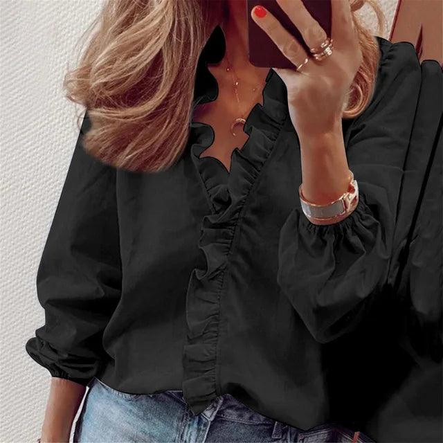 Maddison Ruffled Blouse For Women Chic Timeless Wardrobe Essential With Elegant Detailing For Day To Night
