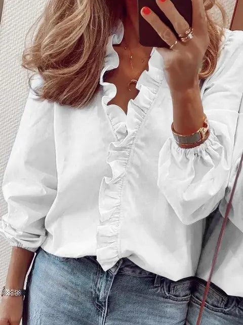 Maddison Ruffled Blouse For Women Chic Timeless Wardrobe Essential With Elegant Detailing For Day To Night
