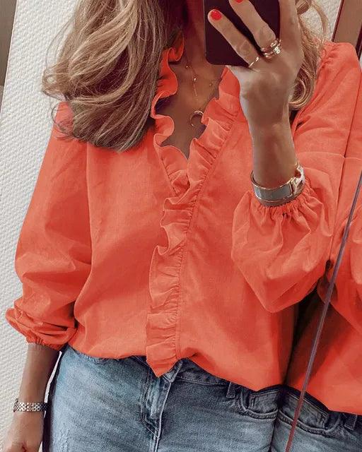 Maddison Ruffled Blouse For Women Chic Timeless Wardrobe Essential With Elegant Detailing For Day To Night