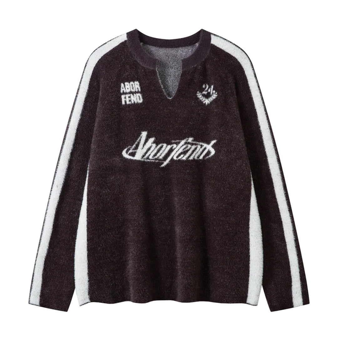 V-Neck Script Knit Jersey
