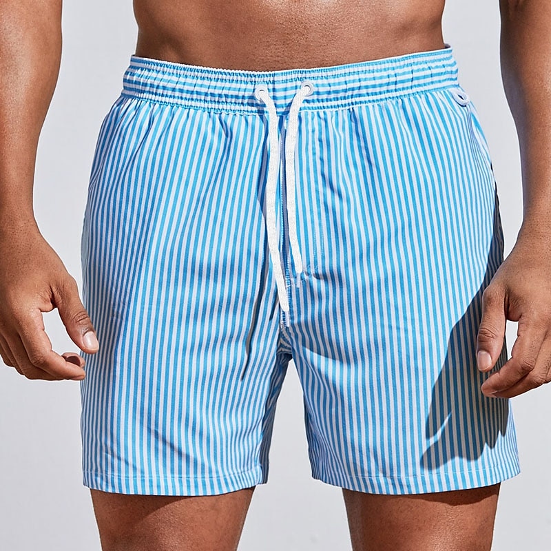 Mens Striped Swim Shorts Plus Size Quick Dry Comfort For Active Beach And Poolside Days Ideal For Big And Tall Men