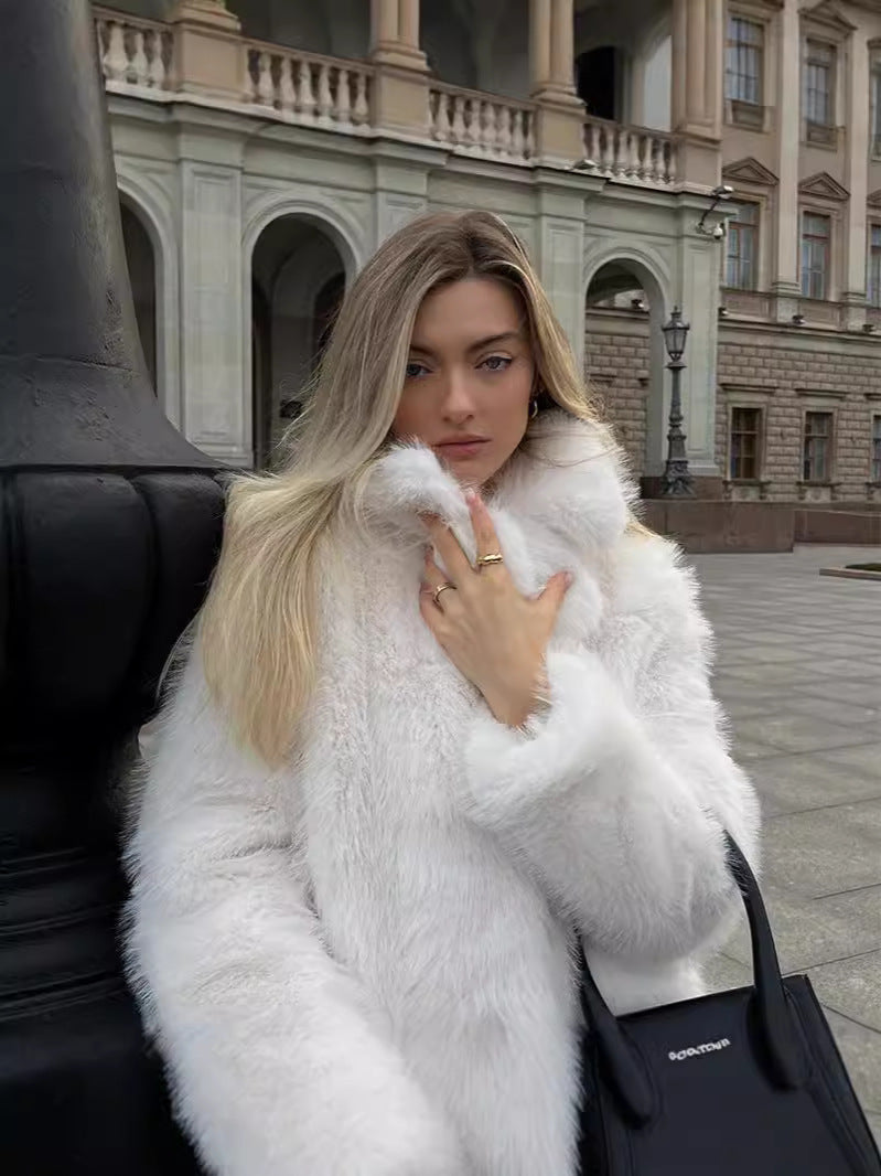 Short Faux Fur Coat For Women With Soft Tailored Fit And Elegant Chic Style In Six Colors