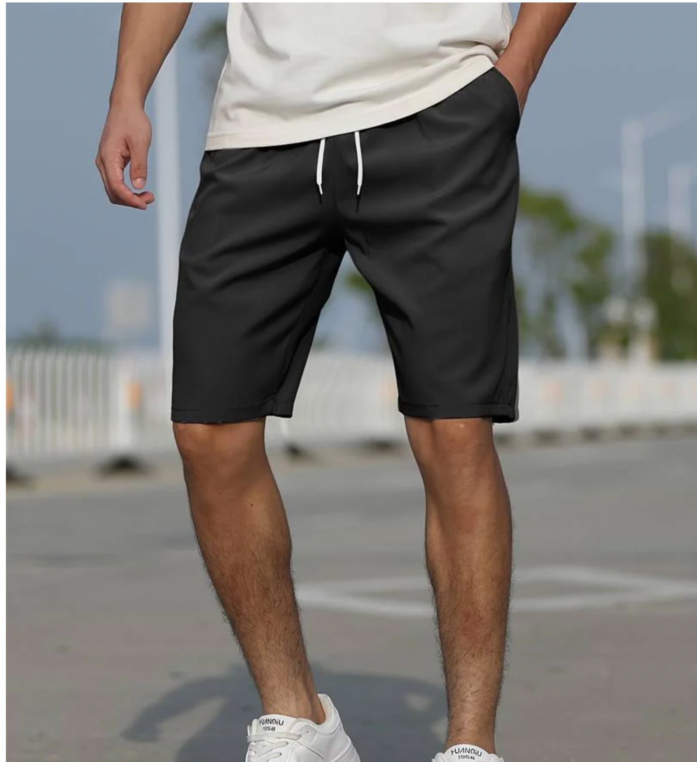 Men's Mint Green Quick Dry Swim Shorts With Elastic Waist Regular Fit Mid Thigh Length For Beach And Pool