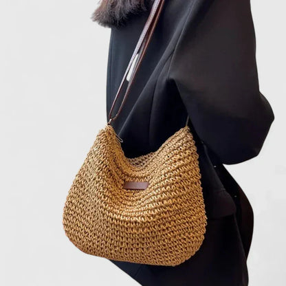 Women's Shoulder Bag with Natural Material and Versatile Design