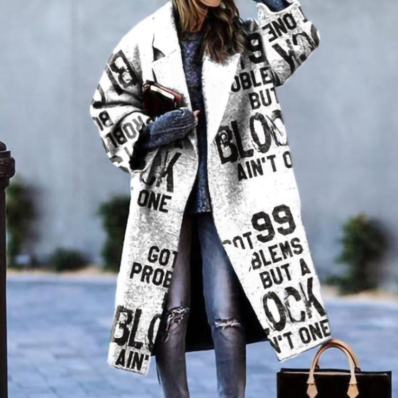 Women's Winter Long Coat | Checkered Pattern