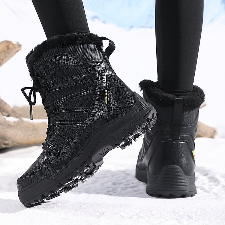 SnowEase | Women’s Winter Lace-Up Plush Ankle Boots
