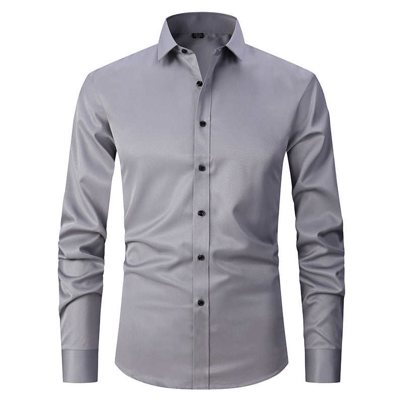 Allen – Long-sleeved slim men's shirt in solid stretch
