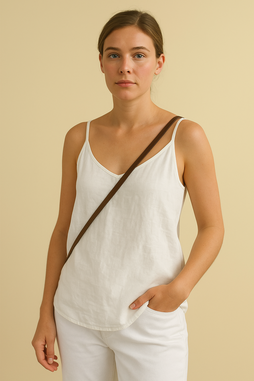 Women's sleeveless summer top - Linen style with V-neck and lightweight feel