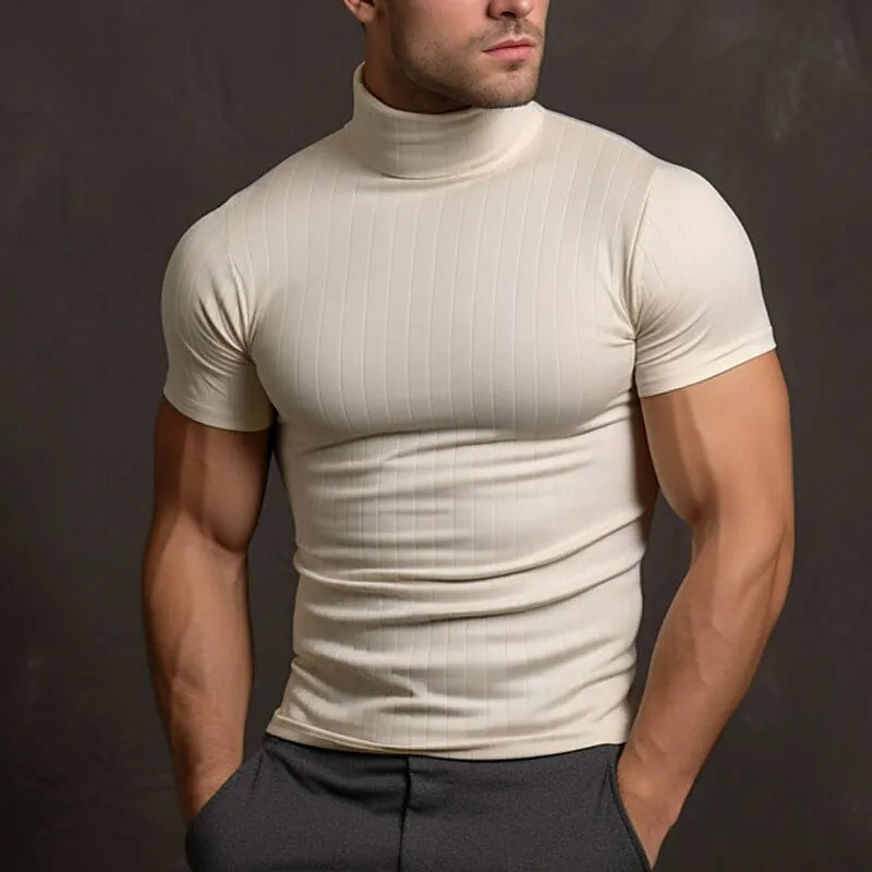 Mens Solid Turtleneck Shirt For Men Warmth And Comfort Stretchy Polyester Elastane Blend
