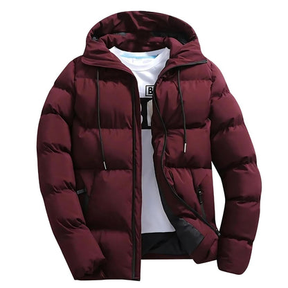 Oscar Hooded Quilted Puffer Jacket For Men With Drawstring Hood And Secure Zipper Pockets