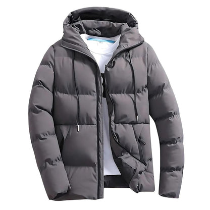 Oscar Hooded Quilted Puffer Jacket For Men With Drawstring Hood And Secure Zipper Pockets