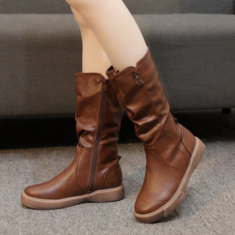 Women's Waterproof Boots with Zipper and Vegan Material - TrendAura