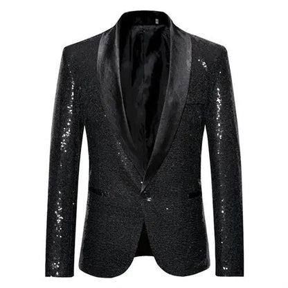 Eloura-Moda | Shiny gold Squin-Glitz with buttons, men's fleece blazer