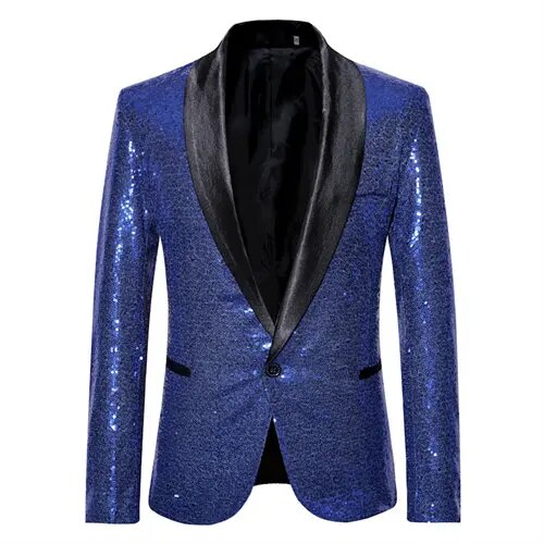 Eloura-Moda | Shiny gold Squin-Glitz with buttons, men's fleece blazer