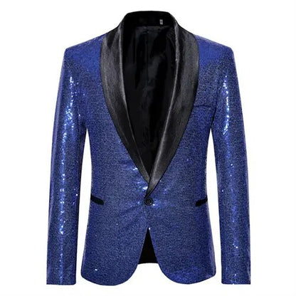 Eloura-Moda | Shiny gold Squin-Glitz with buttons, men's fleece blazer