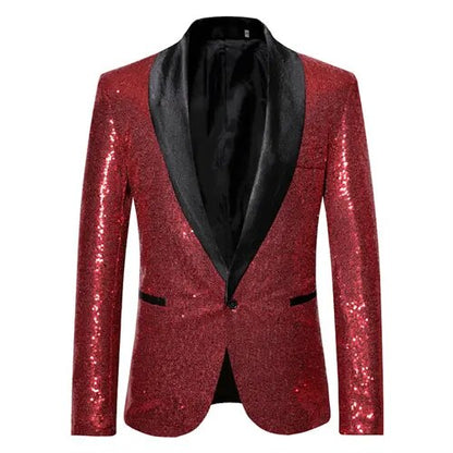 Eloura-Moda | Shiny gold Squin-Glitz with buttons, men's fleece blazer