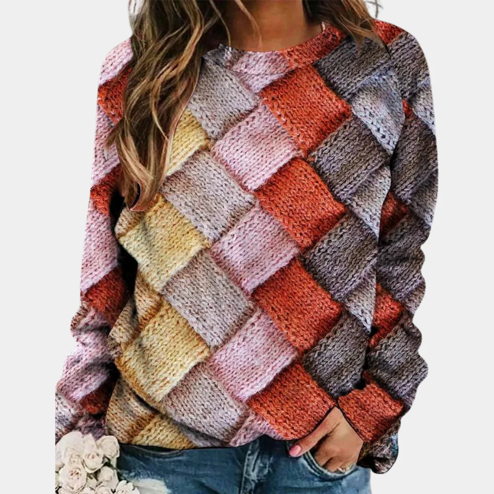 Women’s Sweater – Chunky Wool Knit – Relaxed Fit – Cable Pattern – Long Sleeve Pullover