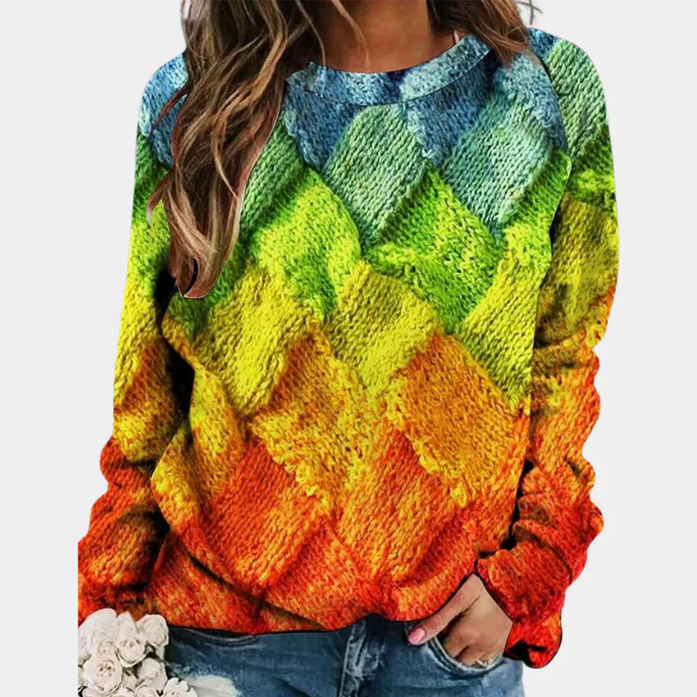 Women’s Sweater – Chunky Wool Knit – Relaxed Fit – Cable Pattern – Long Sleeve Pullover