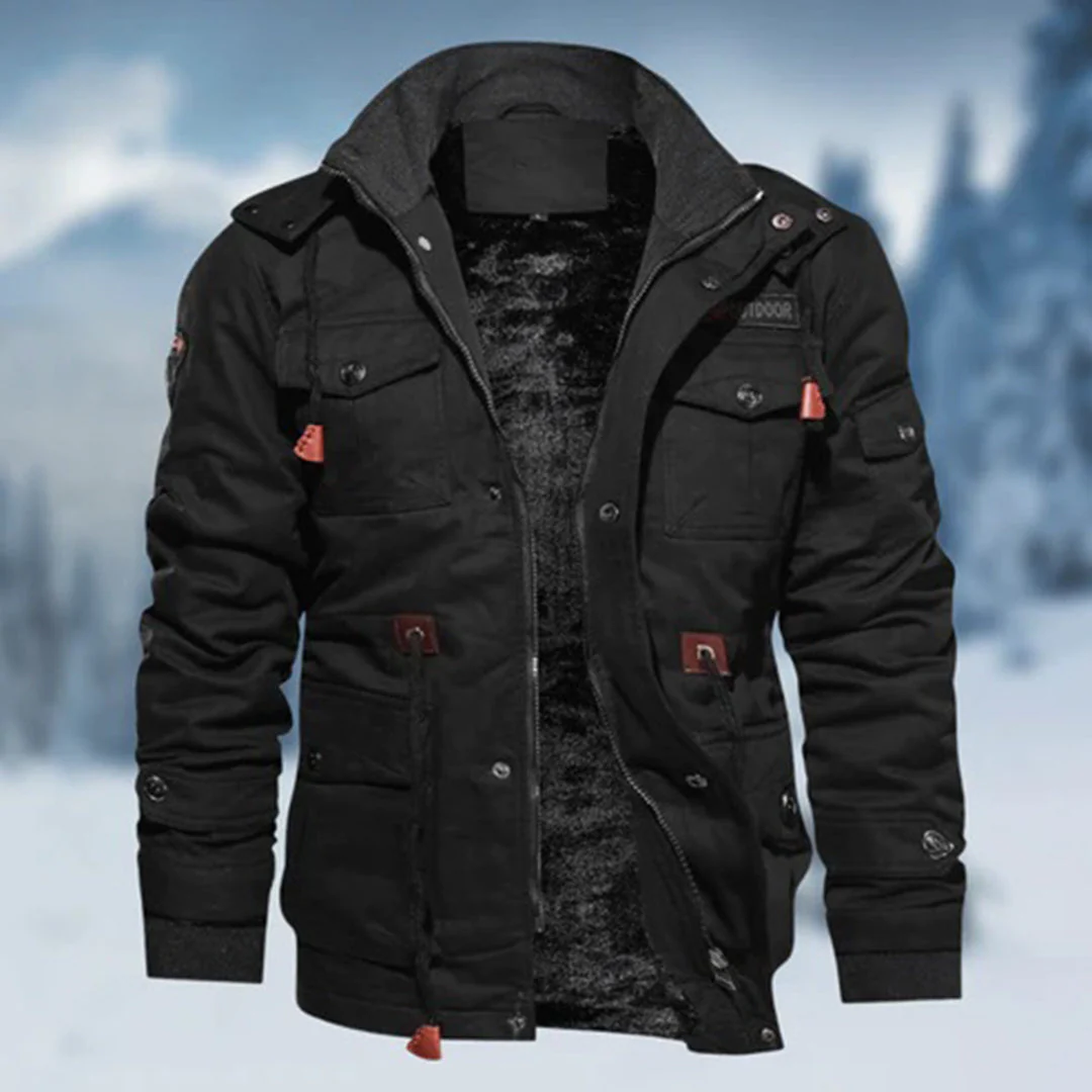 Men's Cotton Blend Jacket With Relaxed Fit Hip Length Stand-Up Collar For Cold Weather