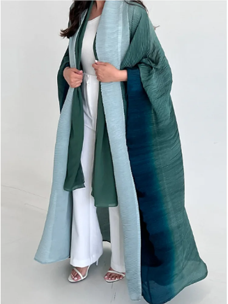 Women’s Trench Coat – Oversized Fit – Pleated Texture – Shawl Collar – Bat Sleeves – Full Length