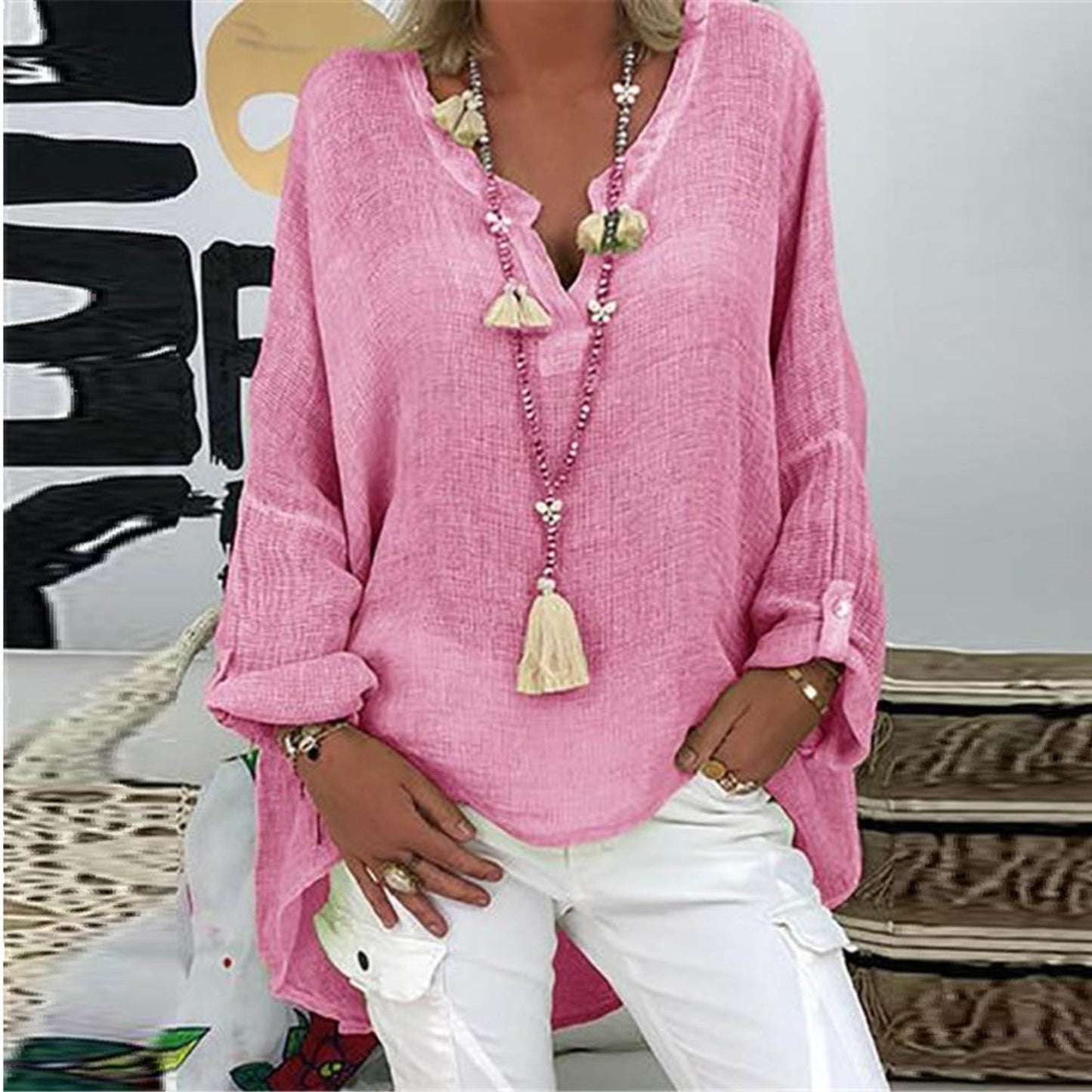 Natalia Linen Blouse For Women Breathable Lightweight Comfort Elegant Cut Timeless Style