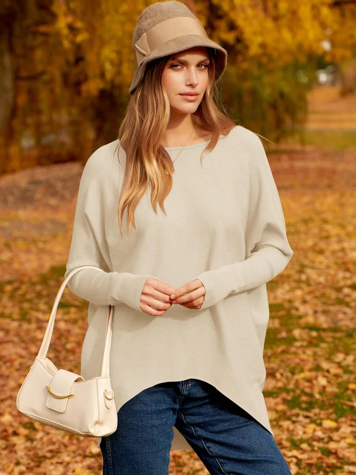 Women’s Sweater – Oversized Fit – Soft Knit Wool Blend – Long Sleeve Hip Length Pullover