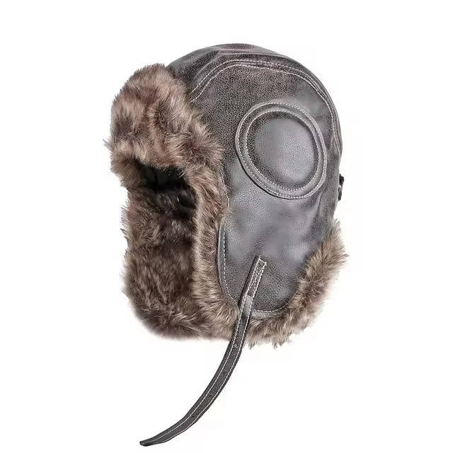 TrendAura Winter Trapper Hat With Ear Flaps Fur Lined Wool Exterior For Cold Weather