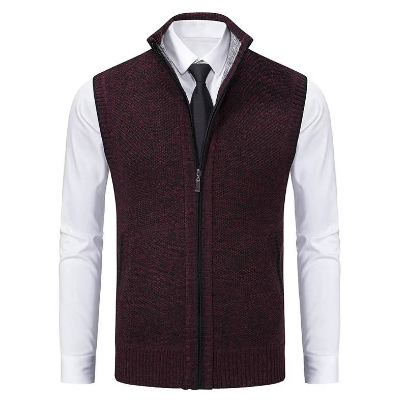 Mens Wool Tweed Vest Zip Front Classic Layering Vest For Formal And Casual Wear TrendAura