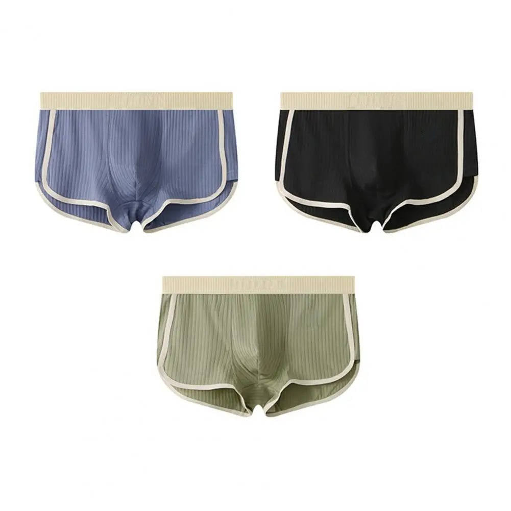 TrendAura Mens Breathable Boxer Briefs 4 Pack Ribbed Knit Comfort All Day Wear For Men
