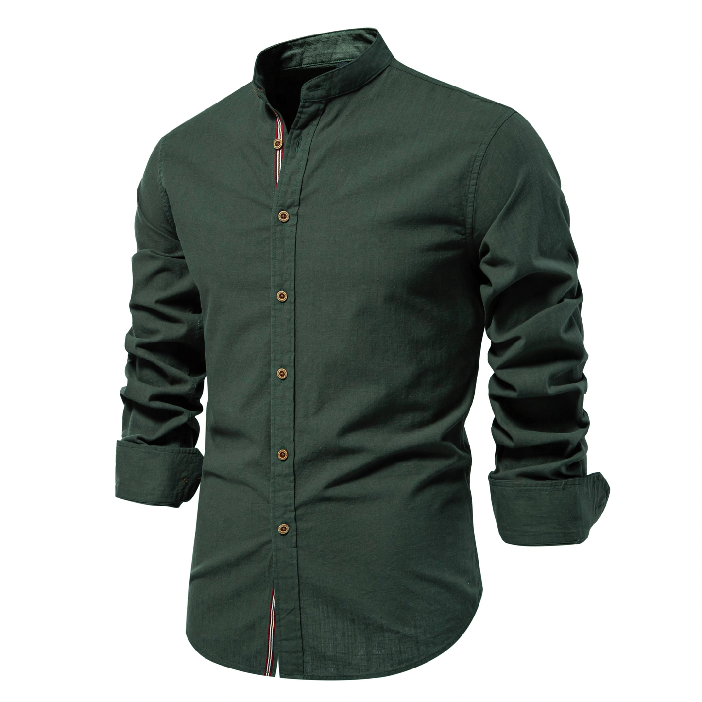 TrendAura Mens Mandarin Collar Button Up Shirt - Effortless Casual Smart Look For Weekends And Beyond