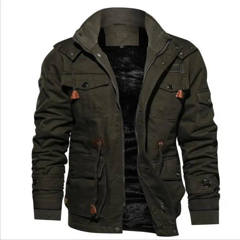 TrendAura Men's Tactical Winter Jacket With Warm Liner And Practical Cargo Pockets