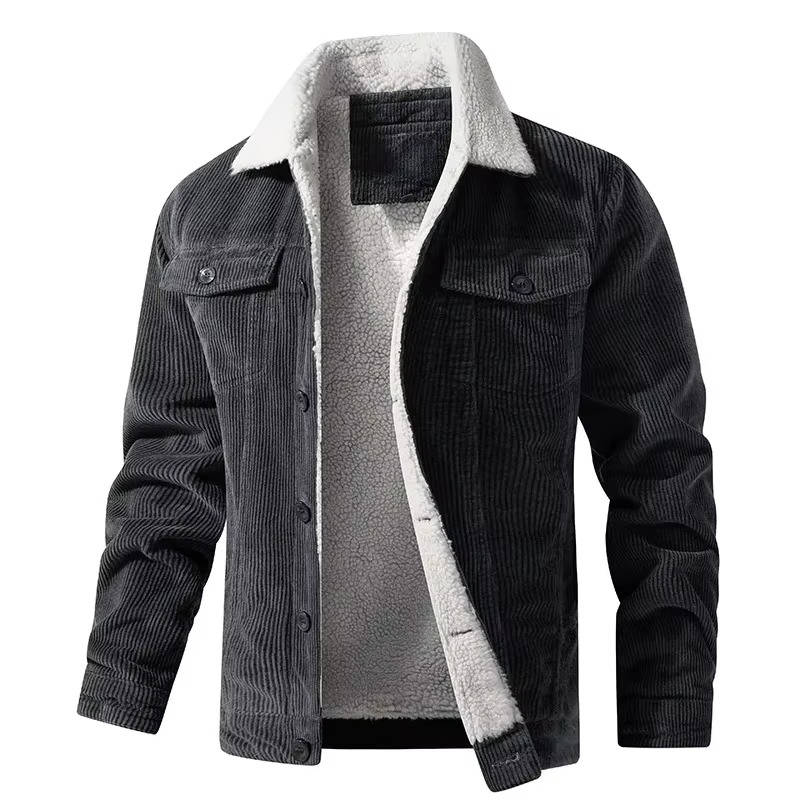 TrendAura Mens Corduroy Sherpa Jacket With Plush Warm Lining For Cold Weather Outerwear