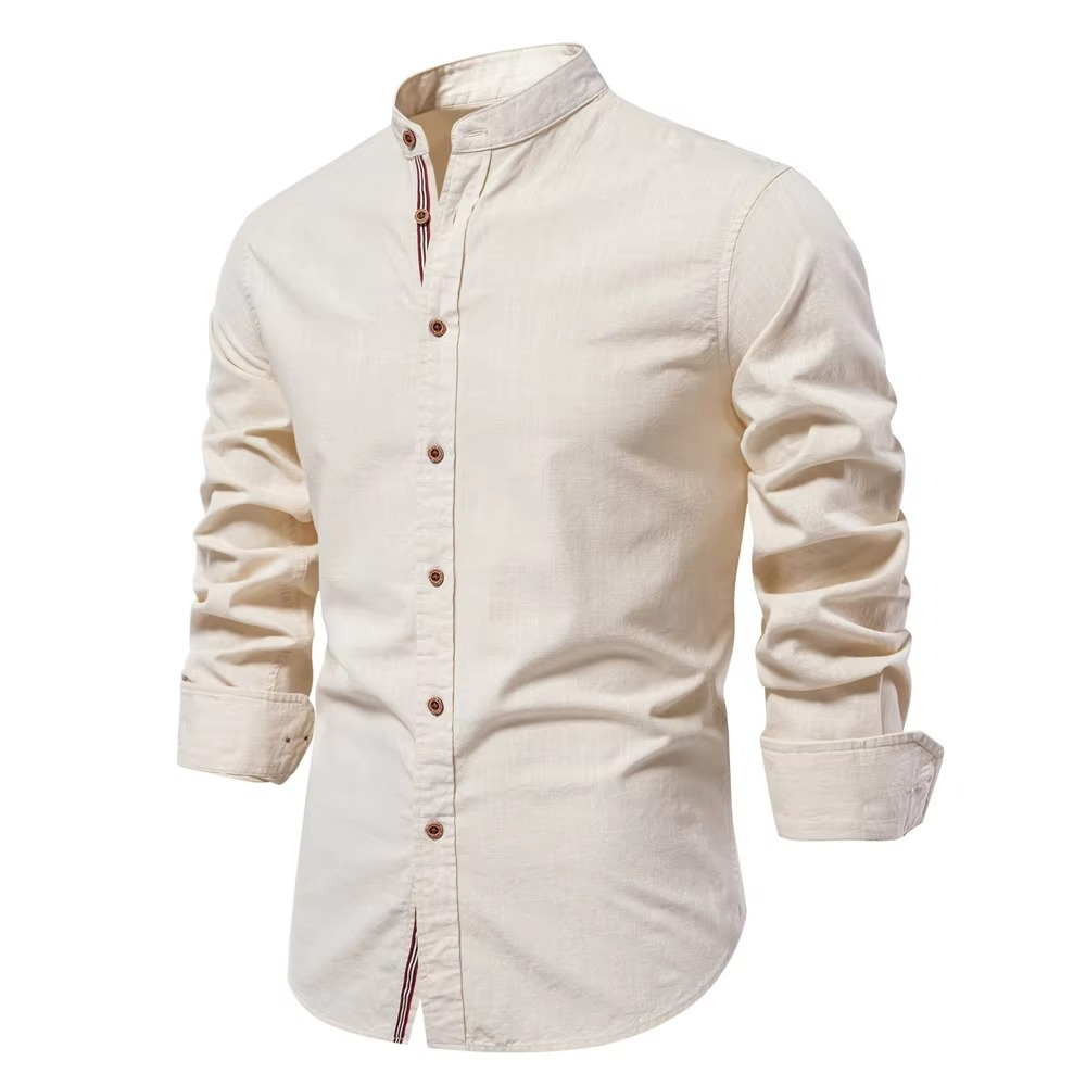 TrendAura Slim Fit Mandarin Collar Button Down Shirt For Men - Clean Polished Look With All Day Comfort