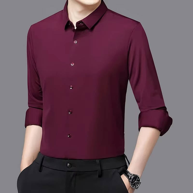 Men's Ultra Stretch Wrinkle Free Long Sleeve Dress Shirt for Crisp All Day Comfort