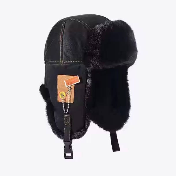 TrendAura Winter Trapper Hat With Ear Flaps Fur Lined Wool Exterior For Cold Weather