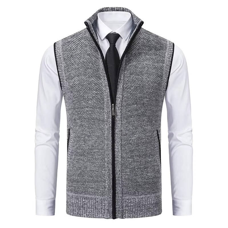 Mens Wool Tweed Vest Zip Front Classic Layering Vest For Formal And Casual Wear TrendAura