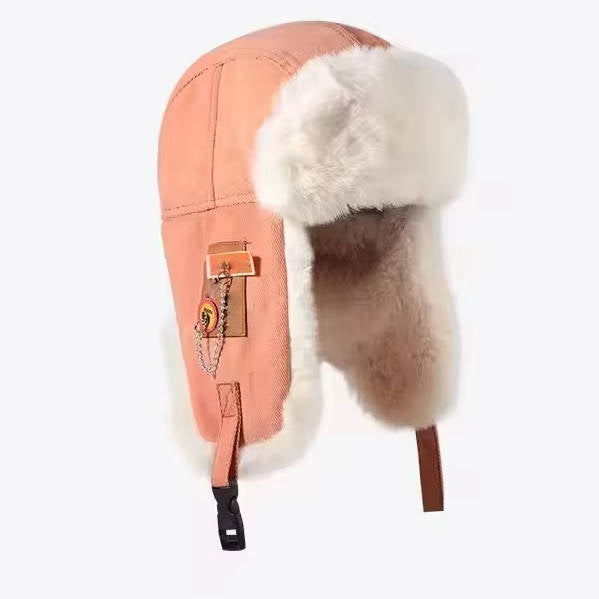 TrendAura Winter Trapper Hat With Ear Flaps Fur Lined Wool Exterior For Cold Weather