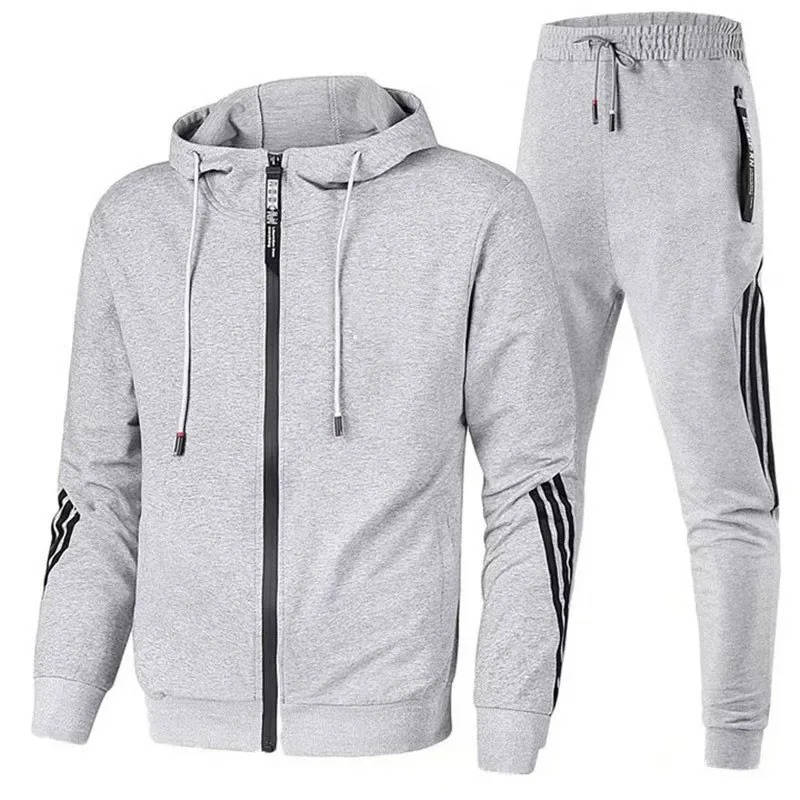TrendAura Men's 2 Piece Zip Up Tracksuit With Hooded Jacket And Joggers For Workout And Everyday Wear
