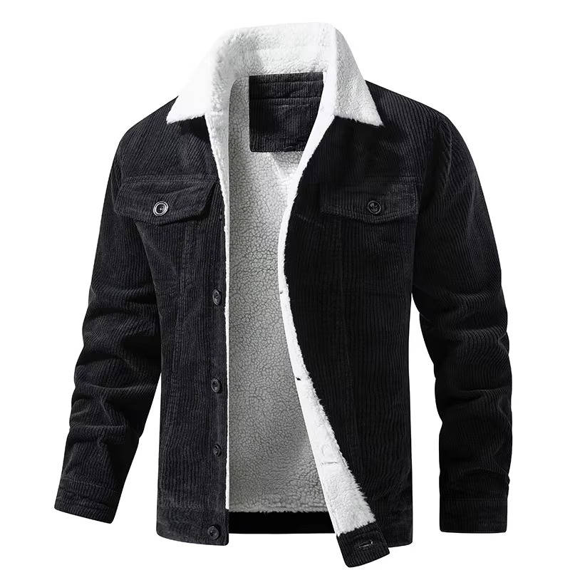 TrendAura Mens Corduroy Sherpa Jacket With Plush Warm Lining For Cold Weather Outerwear