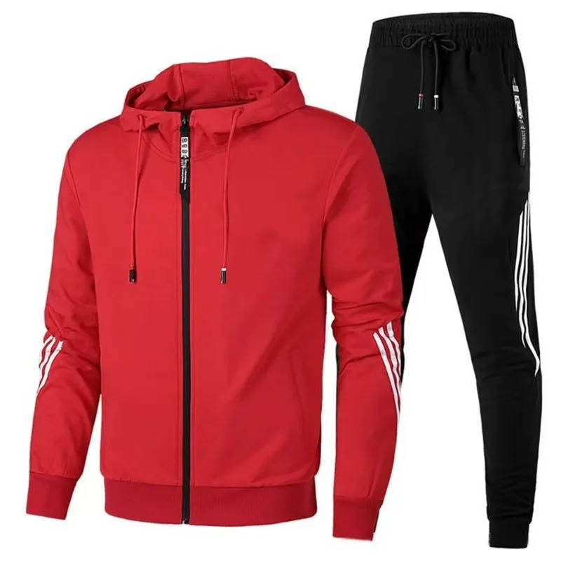 TrendAura Men's 2 Piece Zip Up Tracksuit With Hooded Jacket And Joggers For Workout And Everyday Wear