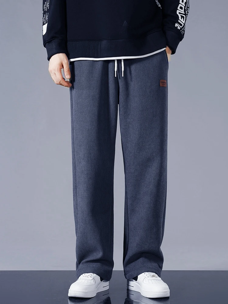 Mens Corduroy Jogger Pants With Fleece Lining Loose Fit Drawstring Waist For All Day Comfort