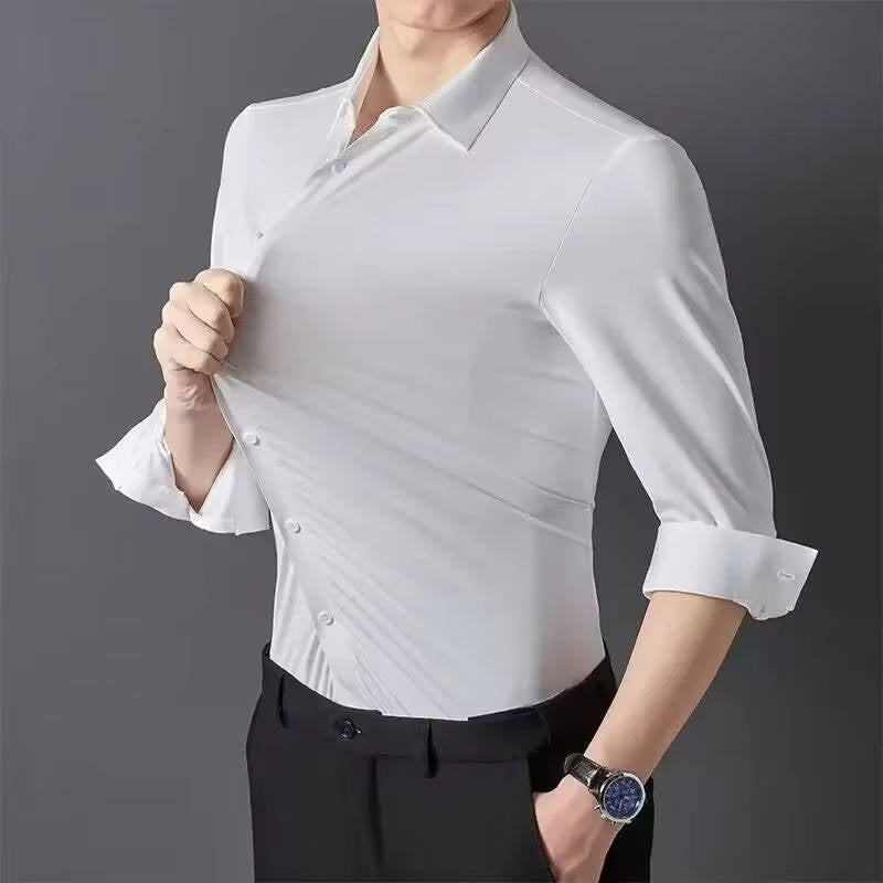 Men's Ultra Stretch Wrinkle Free Long Sleeve Dress Shirt for Crisp All Day Comfort