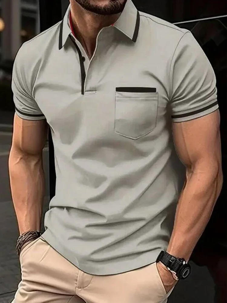 Men's Short Sleeve Polo Shirt With Chest Pocket For Casual Everyday Wear By TrendAura