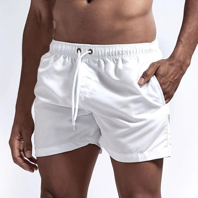 TrendAura Men's Quick Dry Gray Swimming Trunks Drawstring Beach Swim Shorts Comfort Fit